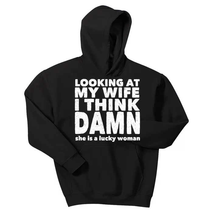 Funny Husband Lucky Wife Kids Hoodie