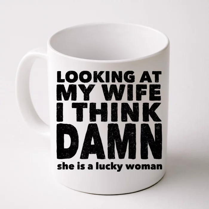 Funny Husband Lucky Wife Front & Back Coffee Mug