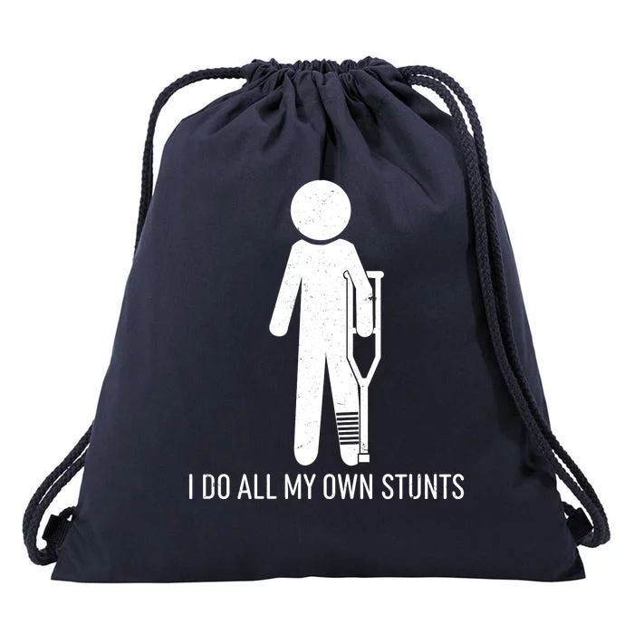 Funny I Do All Of My Own Stunts Drawstring Bag