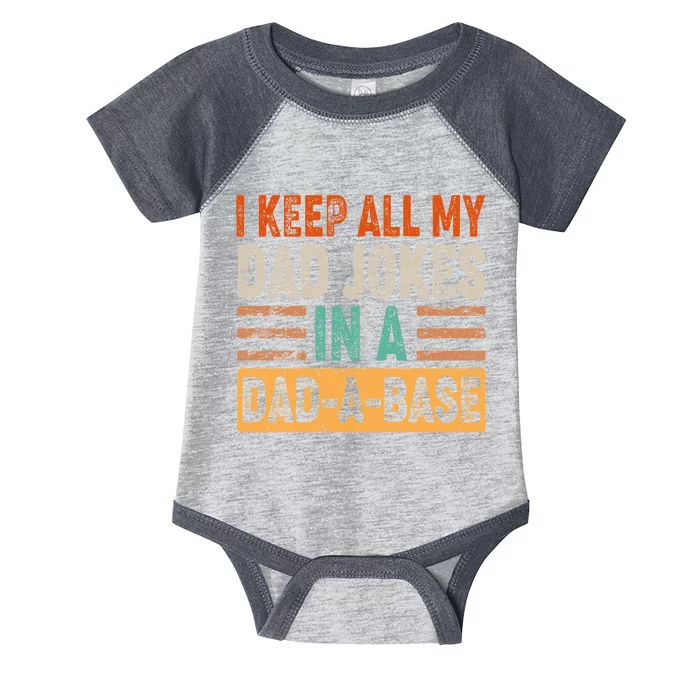 Funny I Keep All Of My Dad Jokes In A Dad-A-Base Infant Baby Jersey Bodysuit