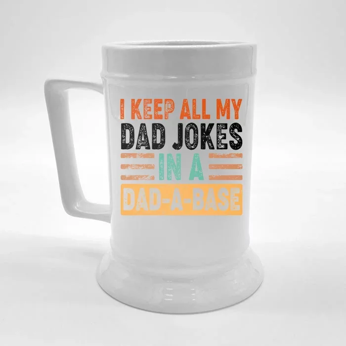 Funny I Keep All Of My Dad Jokes In A Dad-A-Base Front & Back Beer Stein