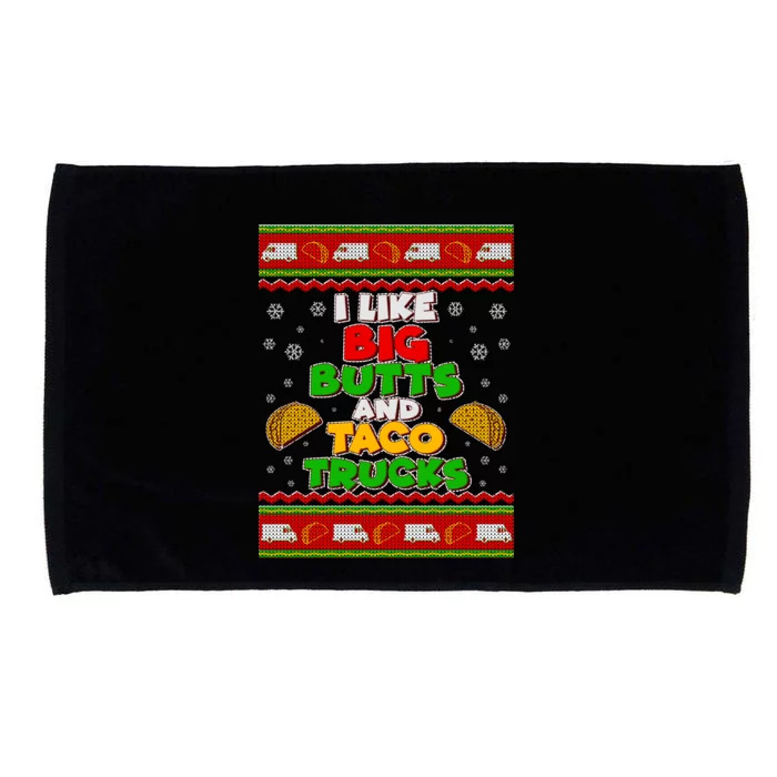 Funny I Like Big Butts and Tacos Trucks Ugly Christmas Microfiber Hand Towel