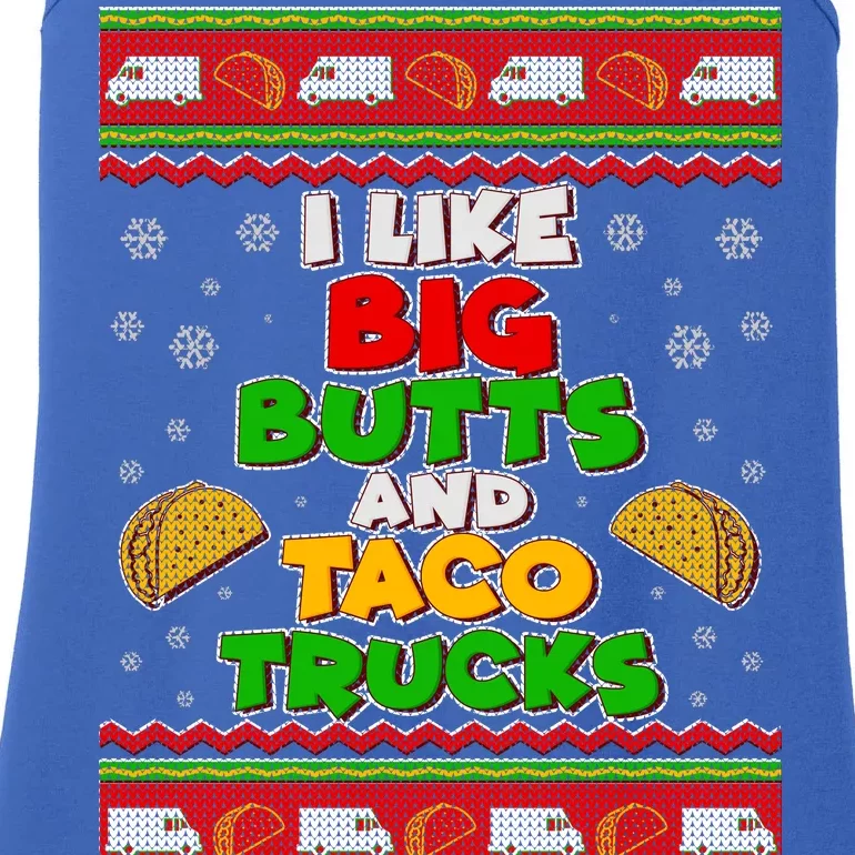 Funny I Like Big Butts and Tacos Trucks Ugly Christmas Ladies Essential Tank