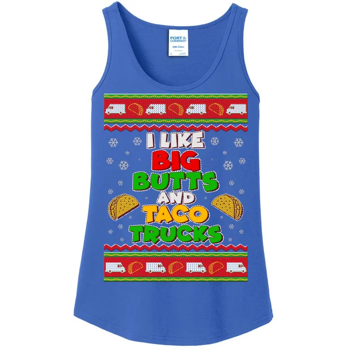 Funny I Like Big Butts and Tacos Trucks Ugly Christmas Ladies Essential Tank