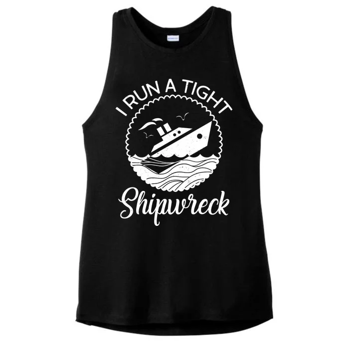 Funny I Run a Tight Shipwreck Ladies Tri-Blend Wicking Tank