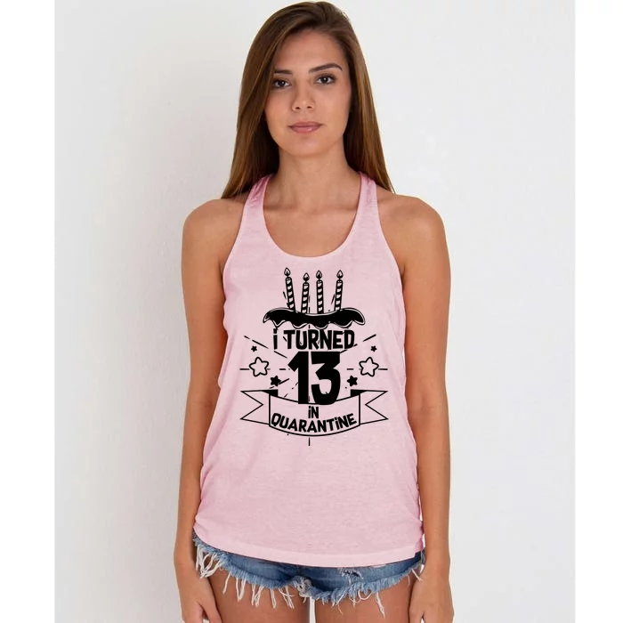 Funny I Turned 13 In Quarantine 13th Birthday Women's Knotted Racerback Tank