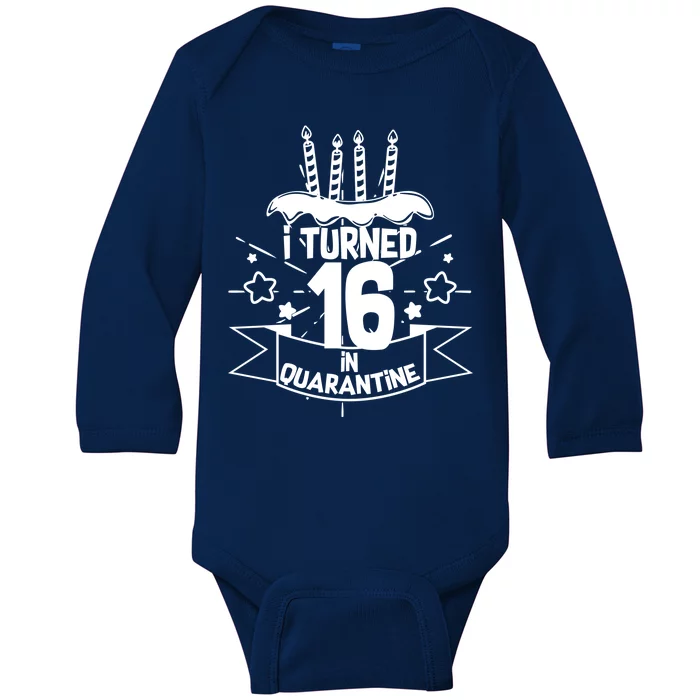 Funny I Turned 16 In Quarantine 16th Birthday Baby Long Sleeve Bodysuit