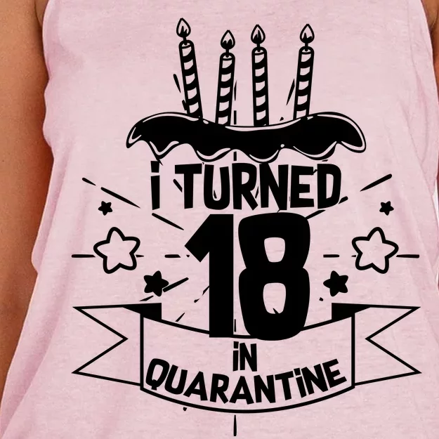 Funny I Turned 18 In Quarantine 18th Birthday Women's Knotted Racerback Tank