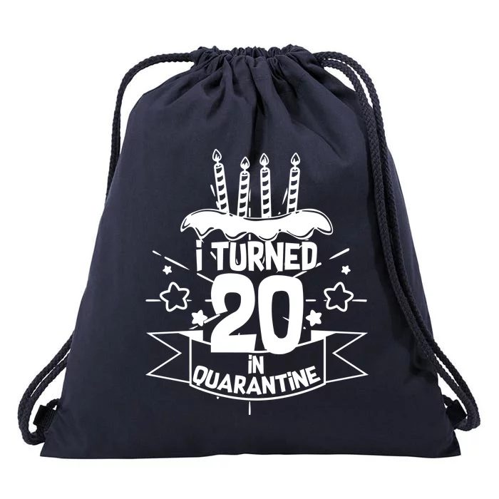 Funny I Turned 20 In Quarantine 20th Birthday Drawstring Bag