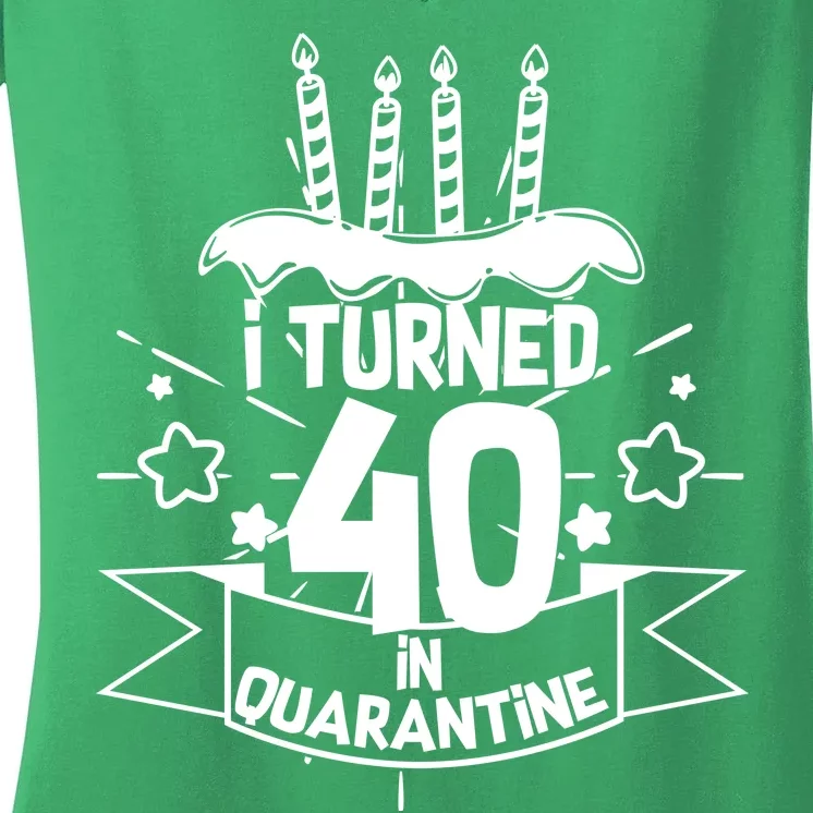 Funny I Turned 40 In Quarantine 40th Birthday Women's V-Neck T-Shirt