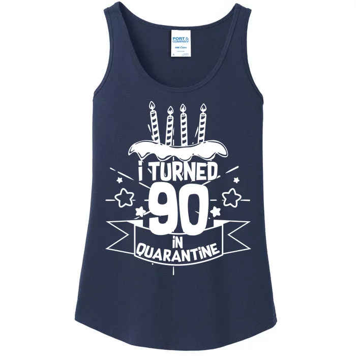 Funny I Turned 90 In Quarantine 90th Birthday Ladies Essential Tank