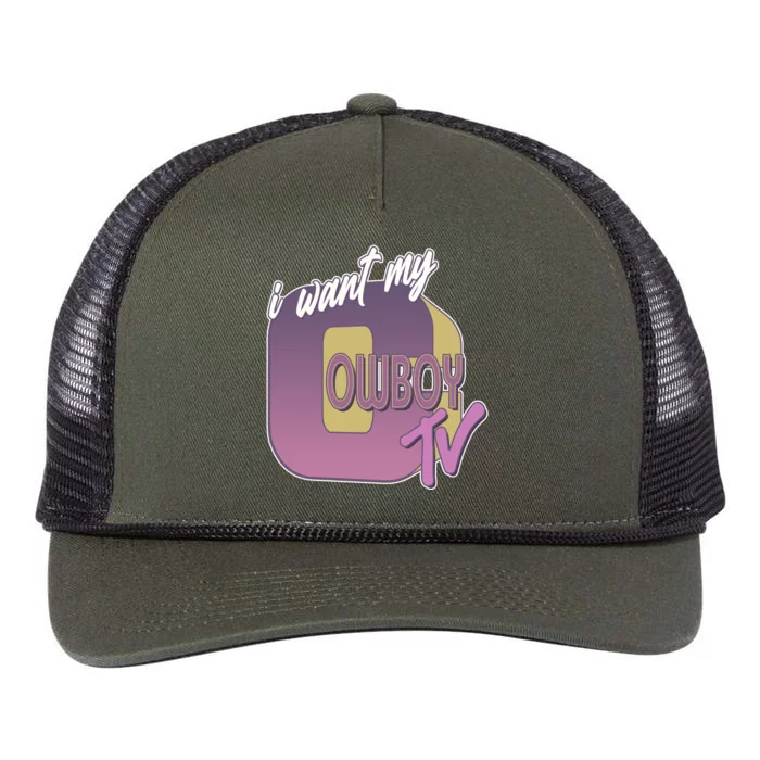 Funny I Want My Cowboy TV Retro Rope Trucker Hat Cap