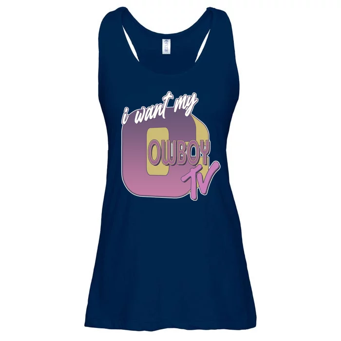 Funny I Want My Cowboy TV Ladies Essential Flowy Tank