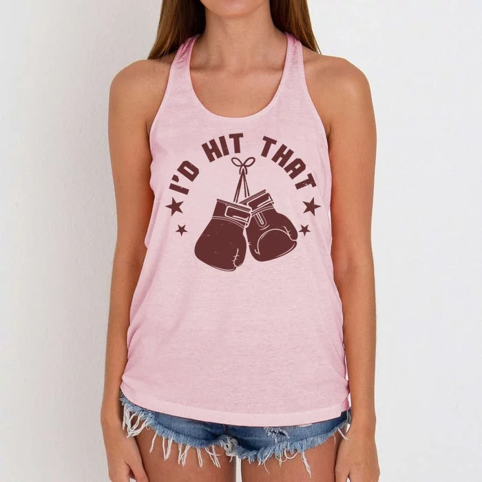 Funny I'D Hit That Boxing Fan Women's Knotted Racerback Tank