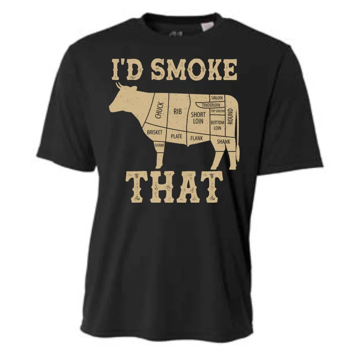 Funny I'd Smoke That Cattle Meat Cuts Cooling Performance Crew T-Shirt