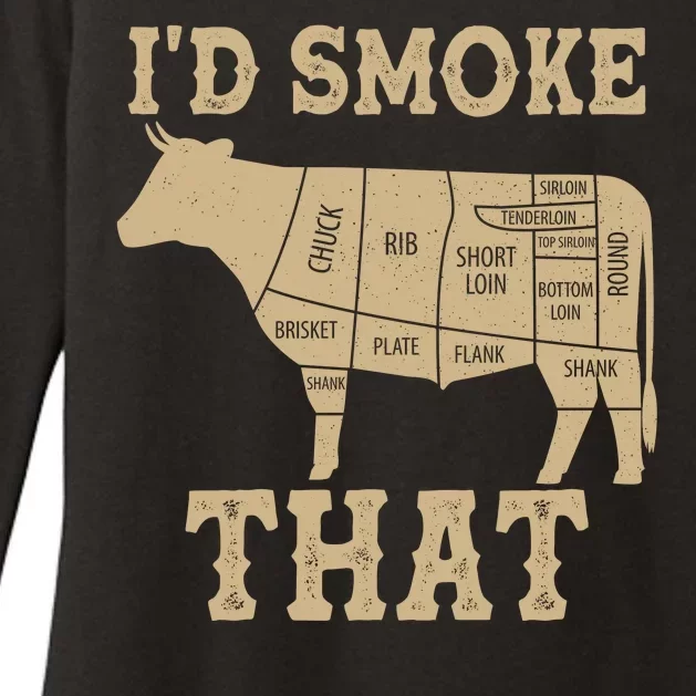 Funny I'd Smoke That Cattle Meat Cuts Womens CVC Long Sleeve Shirt