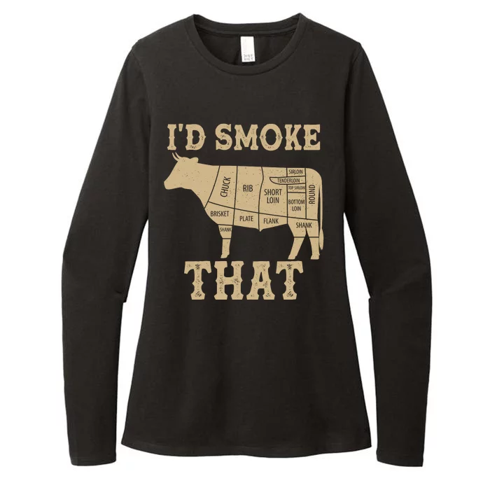 Funny I'd Smoke That Cattle Meat Cuts Womens CVC Long Sleeve Shirt