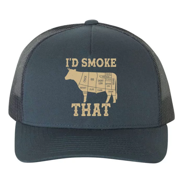 Funny I'd Smoke That Cattle Meat Cuts Yupoong Adult 5-Panel Trucker Hat