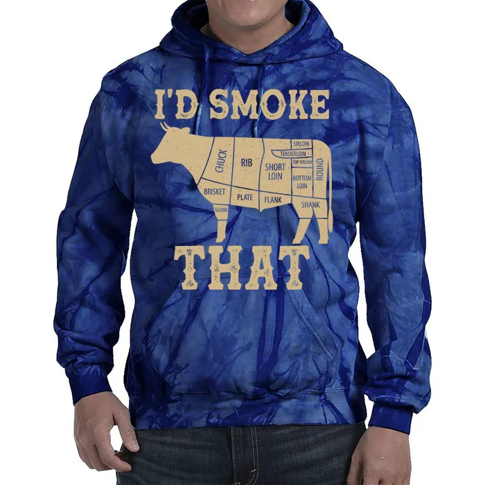 Funny I'd Smoke That Cattle Meat Cuts Tie Dye Hoodie