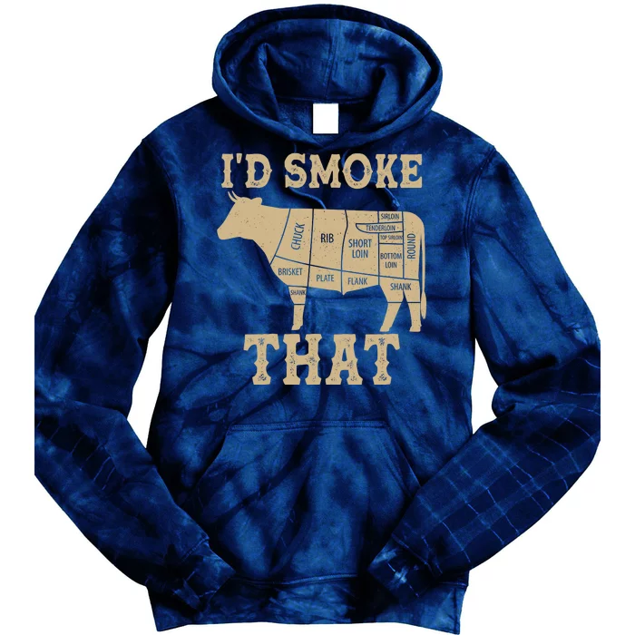 Funny I'd Smoke That Cattle Meat Cuts Tie Dye Hoodie