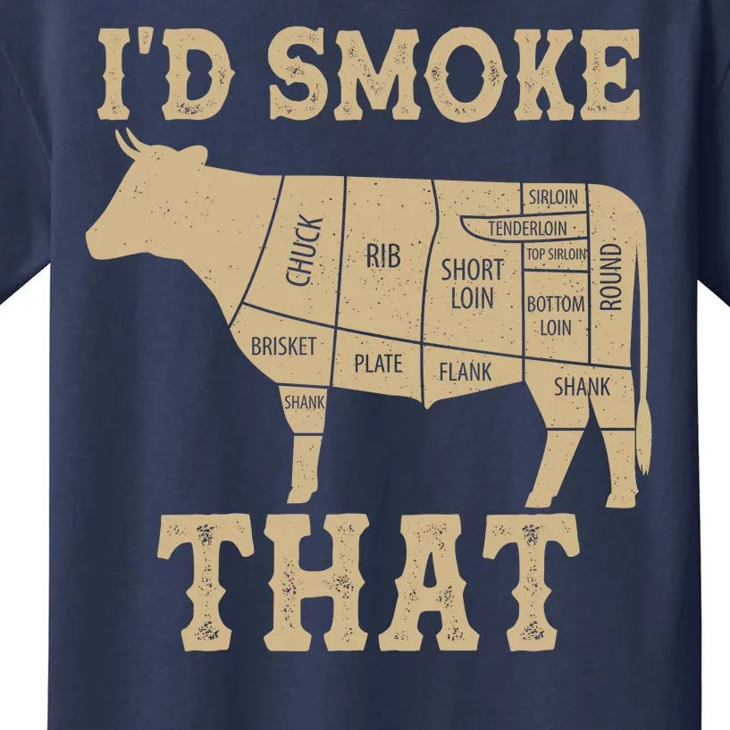 Funny I'd Smoke That Cattle Meat Cuts Kids T-Shirt