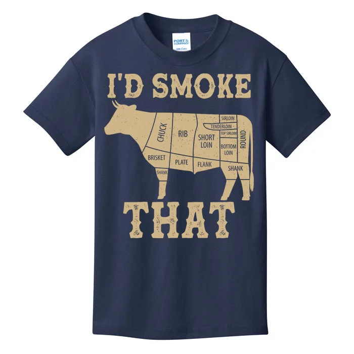 Funny I'd Smoke That Cattle Meat Cuts Kids T-Shirt