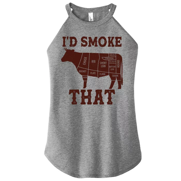 Funny I'd Smoke That Cattle Meat Cuts Women’s Perfect Tri Rocker Tank