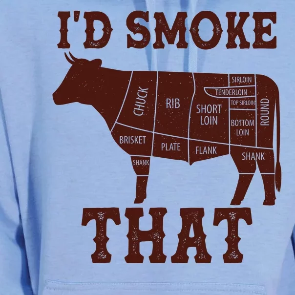 Funny I'd Smoke That Cattle Meat Cuts Unisex Surf Hoodie