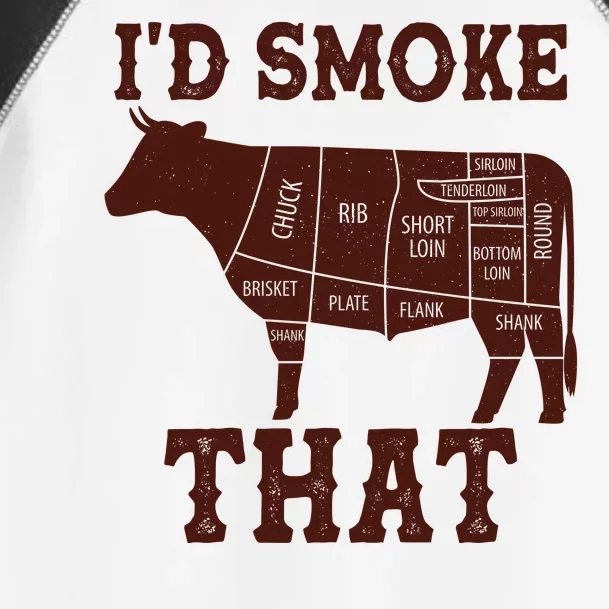 Funny I'd Smoke That Cattle Meat Cuts Toddler Fine Jersey T-Shirt