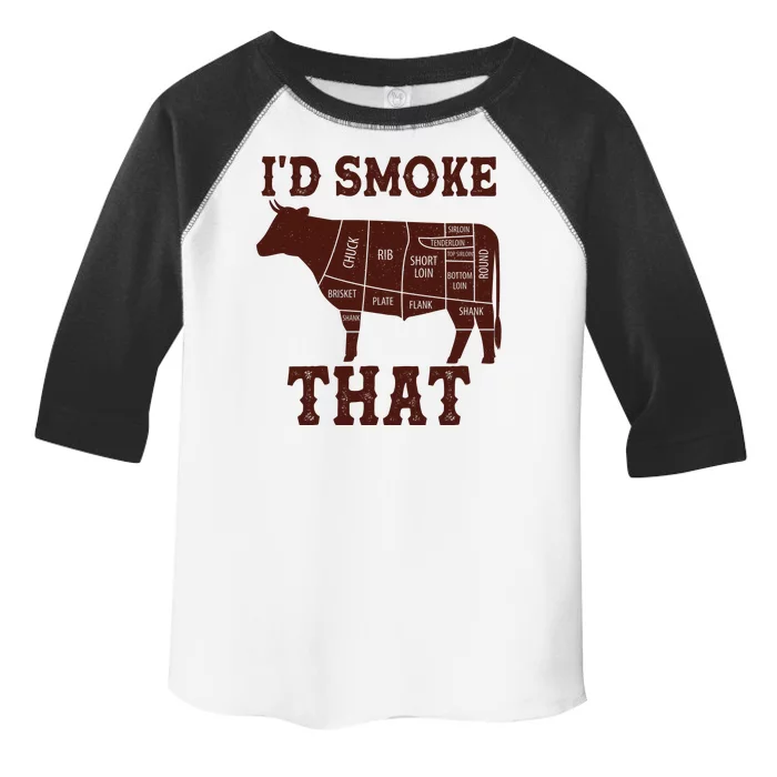 Funny I'd Smoke That Cattle Meat Cuts Toddler Fine Jersey T-Shirt