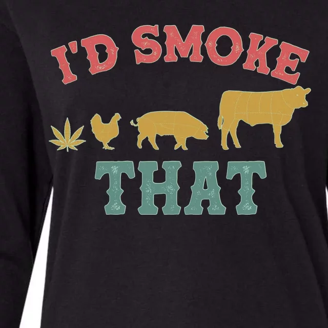 Funny I'd Smoke That Marijuana Leaf Womens Cotton Relaxed Long Sleeve T-Shirt