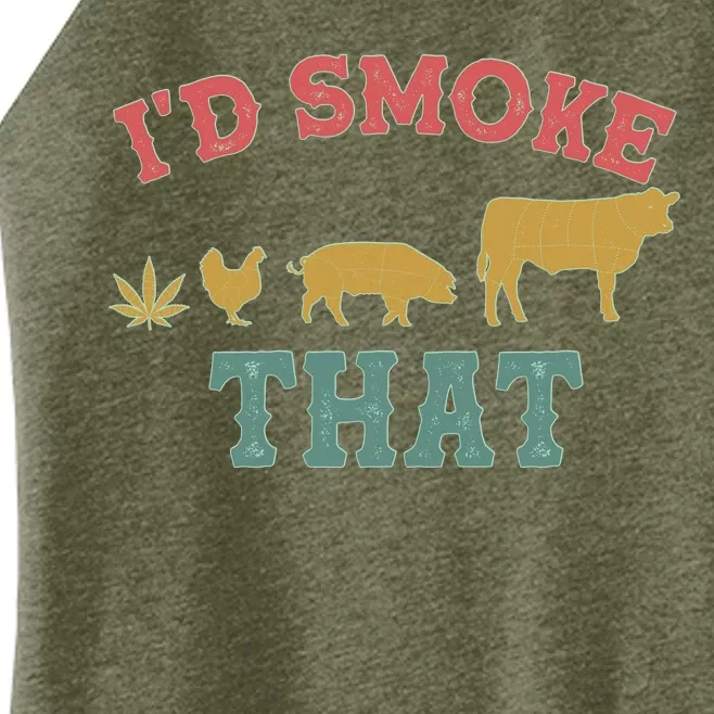 Funny I'd Smoke That Marijuana Leaf Women’s Perfect Tri Rocker Tank