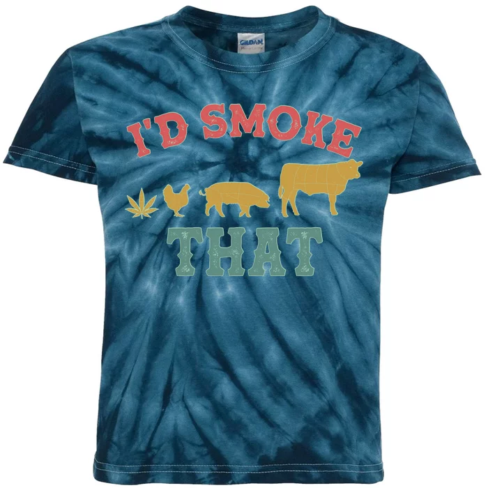 Funny I'd Smoke That Marijuana Leaf Kids Tie-Dye T-Shirt