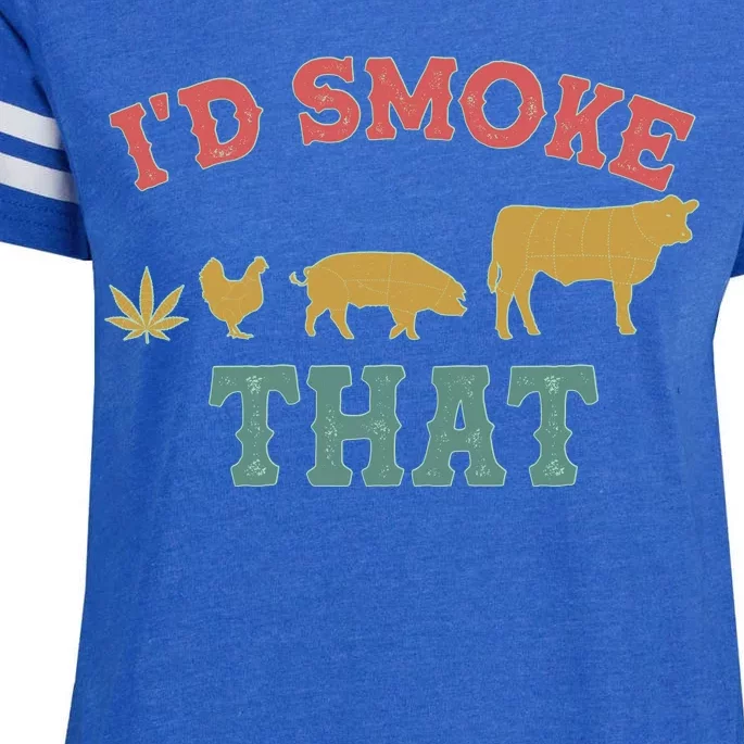 Funny I'd Smoke That Marijuana Leaf Enza Ladies Jersey Football T-Shirt