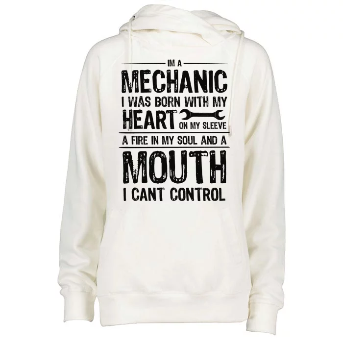 Funny I'm A Mechanic Quote Womens Funnel Neck Pullover Hood