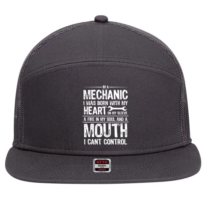 Funny I'm A Mechanic Quote 7 Panel Mesh Trucker Snapback Hat