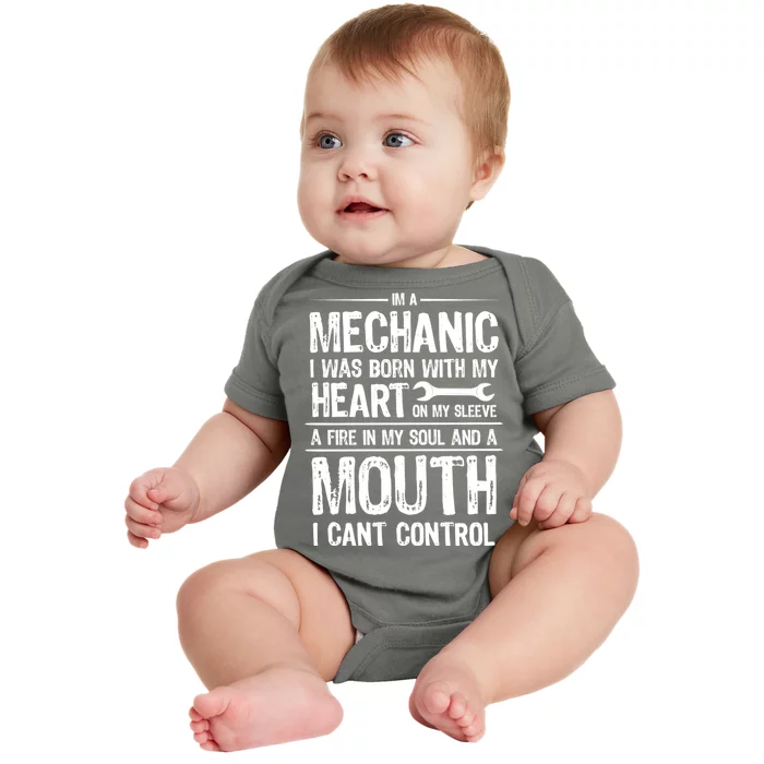 Funny I'm A Mechanic Quote Baby Bodysuit