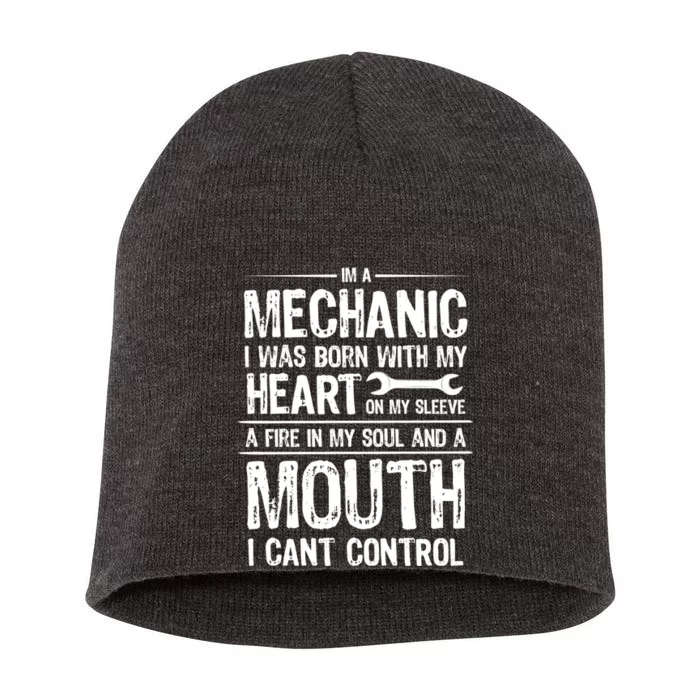 Funny I'm A Mechanic Quote Short Acrylic Beanie