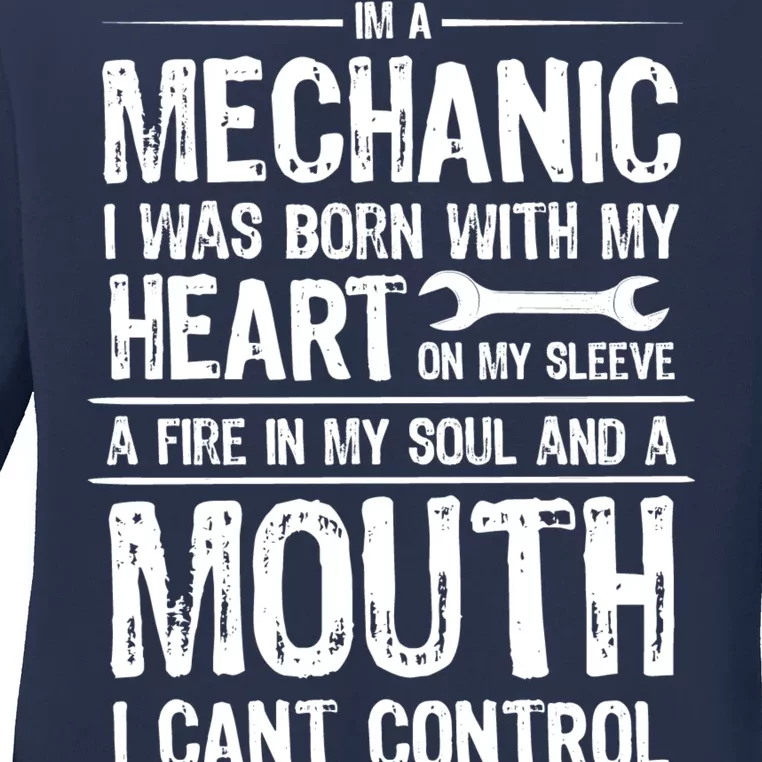 Funny I'm A Mechanic Quote Ladies Long Sleeve Shirt