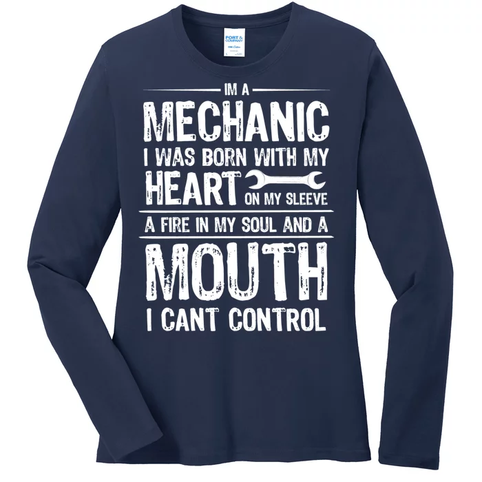 Funny I'm A Mechanic Quote Ladies Long Sleeve Shirt