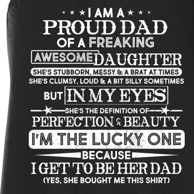 Funny I'm A Proud Lucky Dad Of Awesome Daughter Women's Racerback Tank