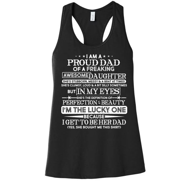 Funny I'm A Proud Lucky Dad Of Awesome Daughter Women's Racerback Tank