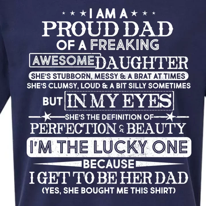 Funny I'm A Proud Lucky Dad Of Awesome Daughter Sueded Cloud Jersey T-Shirt