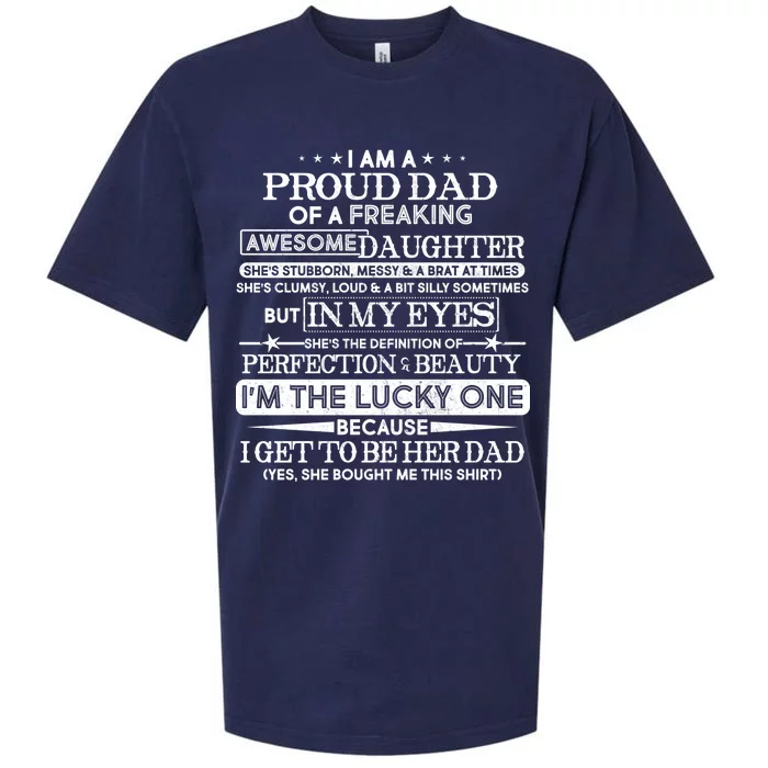 Funny I'm A Proud Lucky Dad Of Awesome Daughter Sueded Cloud Jersey T-Shirt