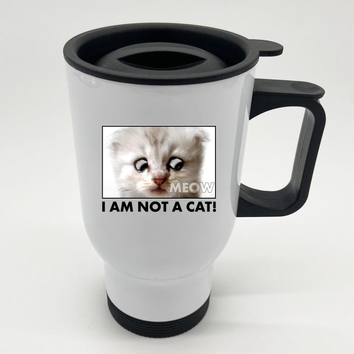 Funny I'm Not A Cat Zoom Lawyer Cat Meme Front & Back Stainless Steel Travel Mug