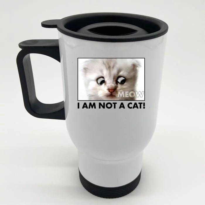 Funny I'm Not A Cat Zoom Lawyer Cat Meme Front & Back Stainless Steel Travel Mug