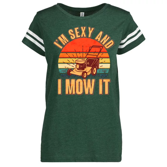 Funny I'm Sexy And I Mow It Vintage Enza Ladies Jersey Football T-Shirt