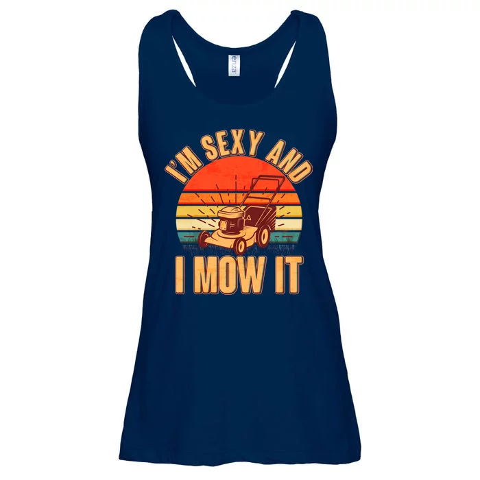 Funny I'm Sexy And I Mow It Vintage Ladies Essential Flowy Tank