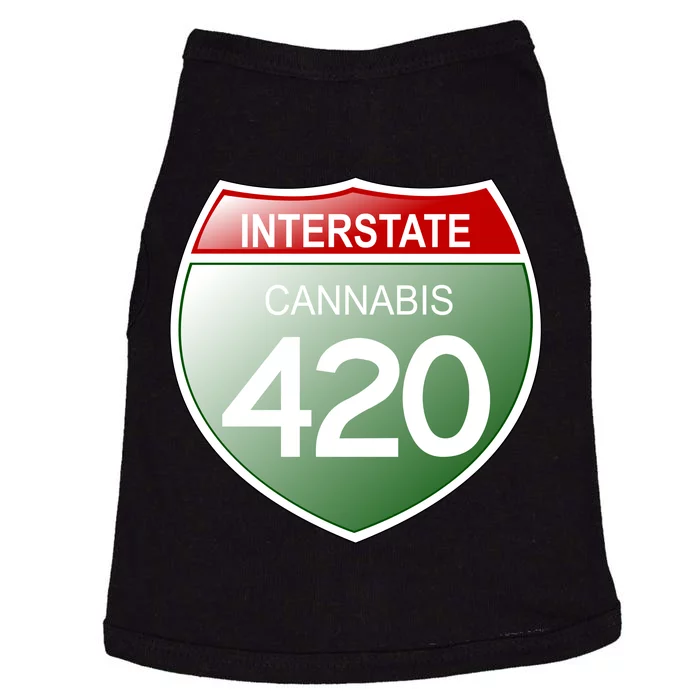 Funny Interstate 420 in the state of Cannabis Marijuana Weed Doggie Tank