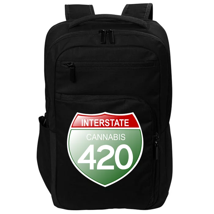 Funny Interstate 420 in the state of Cannabis Marijuana Weed Impact Tech Backpack